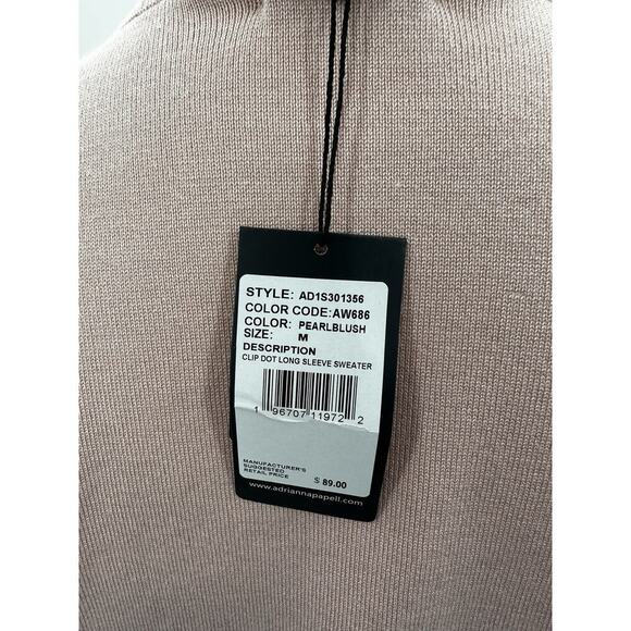 Adrianna Papell Clip Dot Sweater Blush Pink Sheer Sleeve Top M NWT - Picture 4 of 7